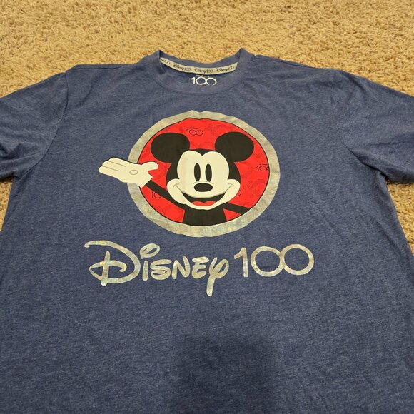 Disney 100 Years Of Wonder Blue T-shirt Short Sleeve Sz. Adult Medium - Picture 2 of 5
